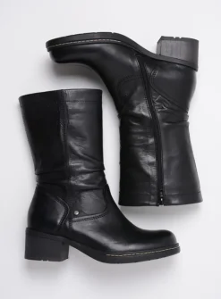 Halfhoge Laarzen|Herfst/Winter<Wolky Edmonton - zwart gepoetst leer zwartgepoetstleer