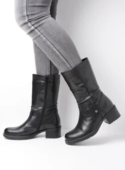 Halfhoge Laarzen|Herfst/Winter<Wolky Edmonton - zwart gepoetst leer zwartgepoetstleer