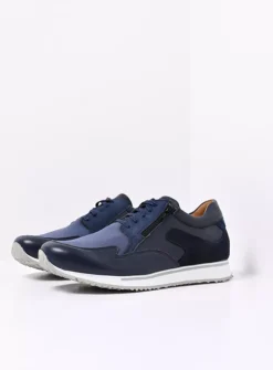 Veterschoenen Heren|Sneakers Heren<Wolky e-Go Men - blauw combi stretch leer blauwcombistretchleer