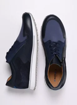 Veterschoenen Heren|Sneakers Heren<Wolky e-Go Men - blauw combi stretch leer blauwcombistretchleer