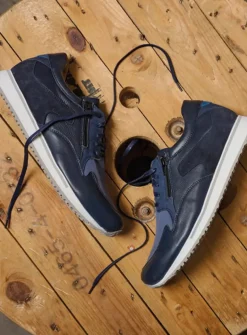 Veterschoenen Heren|Sneakers Heren<Wolky e-Go Men - blauw combi stretch leer blauwcombistretchleer