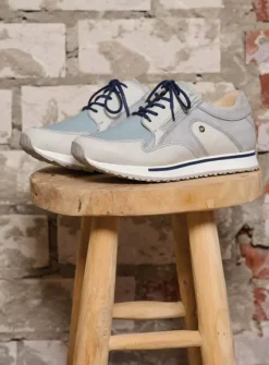 Lage Veterschoenen|Wandelschoenen<Wolky e-Go S2F - blauw combi stretch leer blauwcombistretchleer