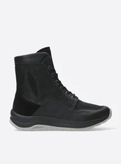 Hoge Veterschoenen|Veterlaarzen<Wolky Ellon S2F - zwart combi stretchleer zwartcombistretchleer