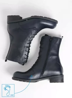 Veterlaarzen|Halfhoge Laarzen<Wolky Emery HV - blauw leer blauwleer