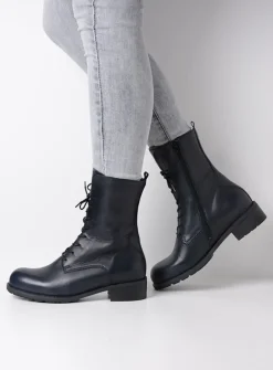 Veterlaarzen|Halfhoge Laarzen<Wolky Emery HV - blauw leer blauwleer