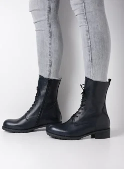 Veterlaarzen|Halfhoge Laarzen<Wolky Emery HV - blauw leer blauwleer