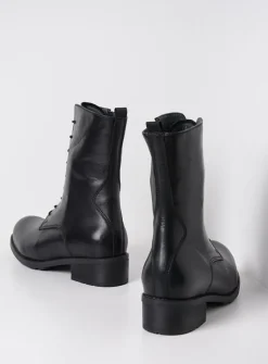 Veterlaarzen|Halfhoge Laarzen<Wolky Emery HV - zwart leer zwartleer