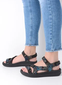 Sandalen<Wolky Energy Lady - zwart/blauw suede zwart/blauwsuede