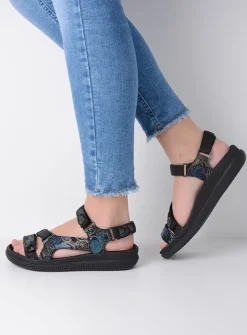 Sandalen<Wolky Energy Lady - zwart/blauw suede zwart/blauwsuede