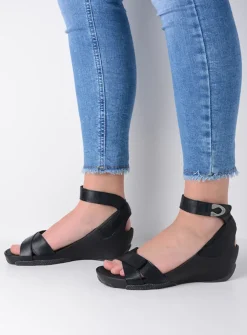 Sandalen<Wolky Era - zwart leer zwartleer