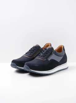Veterschoenen Heren|Sneakers Heren<Wolky e-Runner - blauw combi leer blauwcombileer