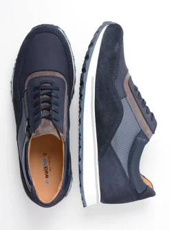 Veterschoenen Heren|Sneakers Heren<Wolky e-Runner - blauw combi leer blauwcombileer