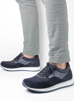 Veterschoenen Heren|Sneakers Heren<Wolky e-Runner - blauw combi leer blauwcombileer