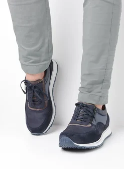 Veterschoenen Heren|Sneakers Heren<Wolky e-Runner - blauw combi leer blauwcombileer