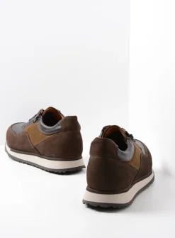 Veterschoenen Heren|Sneakers Heren<Wolky e-Runner - bruin combi leer bruincombileer