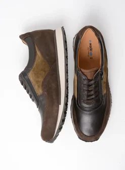 Veterschoenen Heren|Sneakers Heren<Wolky e-Runner - bruin combi leer bruincombileer