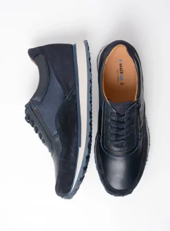 Veterschoenen Heren|Sneakers Heren<Wolky e-Runner - marineblauw combi leer marineblauwcombileer