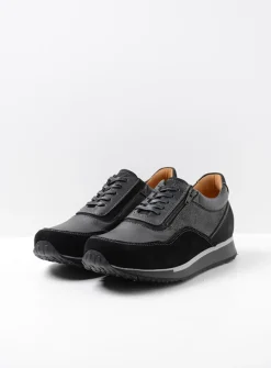Veterschoenen Heren|Sneakers Heren<Wolky e-Runner - zwart combi leer zwartcombileer