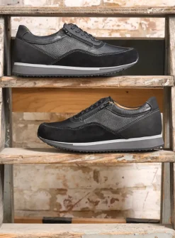 Veterschoenen Heren|Sneakers Heren<Wolky e-Runner - zwart combi leer zwartcombileer