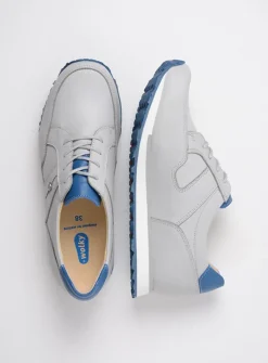 Lage Veterschoenen|Wandelschoenen<Wolky e-Walk - lichtgrijs/atlantisch blauw leer lichtgrijs/atlantischblauwleer