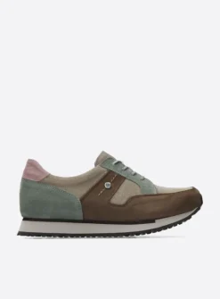 Lage Veterschoenen|Wandelschoenen<Wolky e-Walk - taupe grijsgroen combi leer taupegrijsgroencombileer