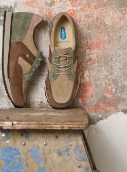 Lage Veterschoenen|Wandelschoenen<Wolky e-Walk - taupe grijsgroen combi leer taupegrijsgroencombileer