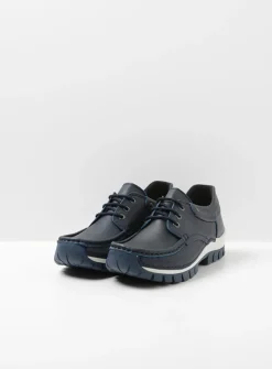 Lage Veterschoenen|Herfst/Winter<Wolky Fly - blauw leer blauwleer