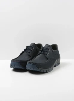 Veterschoenen Heren|Comfortschoenen Heren<Wolky Fly men - blauw nubuck blauwnubuck