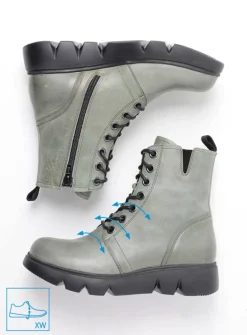 Hoge Veterschoenen|Veterlaarzen<Wolky Hope XW - grijs groen leer grijsgroenleer