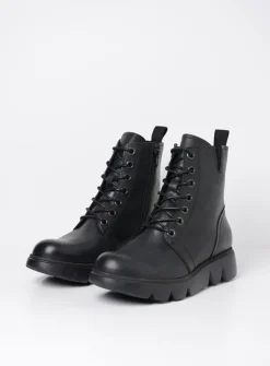 Veterlaarzen|Hoge Veterschoenen<Wolky Hope XW - zwart leer zwartleer