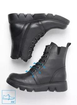 Veterlaarzen|Hoge Veterschoenen<Wolky Hope XW - zwart leer zwartleer