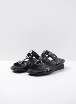 Slippers<Wolky Isa - antraciet croco lakleer antracietcrocolakleer