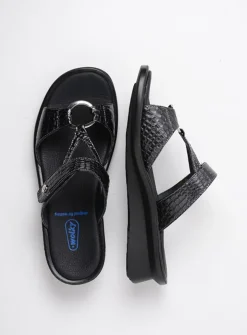 Slippers<Wolky Isa - antraciet crocolook lakleer antracietcrocolooklakleer