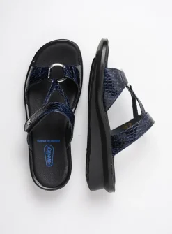 Slippers<Wolky Isa - blauw crocolook lakleer blauwcrocolooklakleer