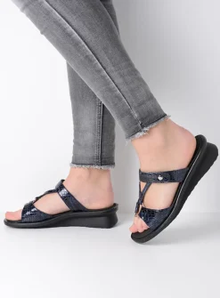 Slippers<Wolky Isa - blauw crocolook lakleer blauwcrocolooklakleer