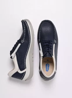 Lage Veterschoenen<Wolky Japura - blauw leer blauwleer