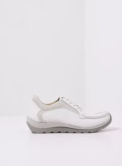 Lage Veterschoenen<Wolky Japura - wit leer witleer