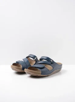 Slippers<Wolky Jasper - blauw geolied leer blauwgeoliedleer