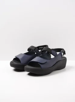 Sandalen<Wolky Jewel - blauw leer blauwleer