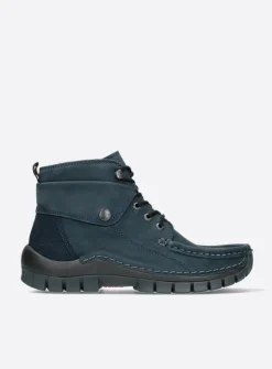Hoge Veterschoenen|Herfst/Winter<Wolky Jump - blauw nubuck blauwnubuck