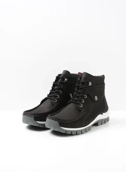Hoge Veterschoenen|Herfst/Winter<Wolky Jump - zwart grijsgroen nubuck zwartgrijsgroennubuck