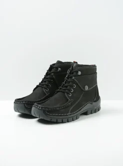 Hoge Veterschoenen|Herfst/Winter<Wolky Jump - zwart nubuck zwartnubuck