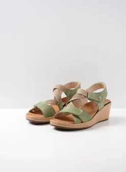 Sandalen<Wolky La Jolla - olijfgroen leer olijfgroenleer