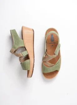 Sandalen<Wolky La Jolla - olijfgroen leer olijfgroenleer