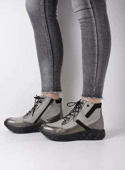 Hoge Veterschoenen|Wandelschoenen<Wolky Leap - antraciet combi leer antracietcombileer