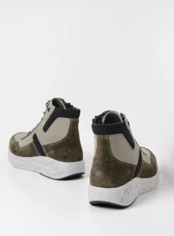 Hoge Veterschoenen|Wandelschoenen<Wolky Leap - grijsgroen combi leer grijsgroencombileer