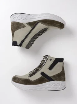 Hoge Veterschoenen|Wandelschoenen<Wolky Leap - grijsgroen combi leer grijsgroencombileer