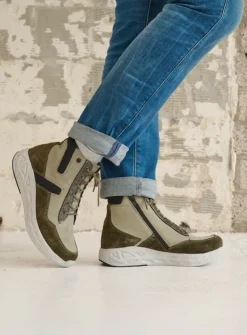 Hoge Veterschoenen|Wandelschoenen<Wolky Leap - grijsgroen combi leer grijsgroencombileer