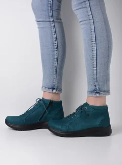 Hoge Veterschoenen|Wandelschoenen<Wolky Lima - petrol nubuck petrolnubuck
