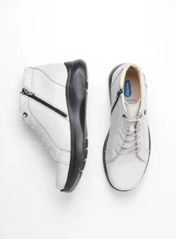 Hoge Veterschoenen|Wandelschoenen<Wolky Lima - wol wit leer wolwitleer